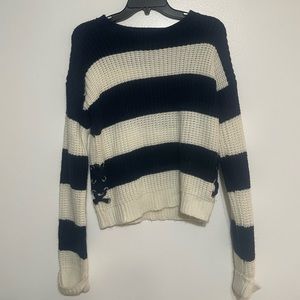 Pink Rose Striped Sweater